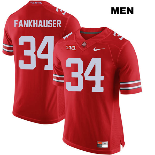Ohio State Buckeyes Men's Owen Fankhauser #34 Red Authentic Nike College NCAA Stitched Football Jersey NZ19S10LA